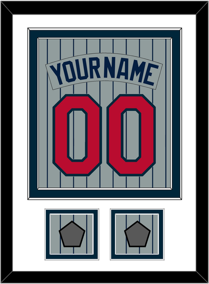 Minnesota Nameplate, Number & 2 World Series Patches - Road Gray Pinstripes (1987-2009) - Signature Tier 1