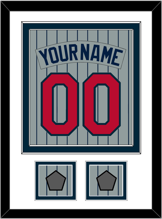 Minnesota Nameplate, Number & 2 World Series Patches - Road Gray Pinstripes (1987-2009) - Signature Tier 1