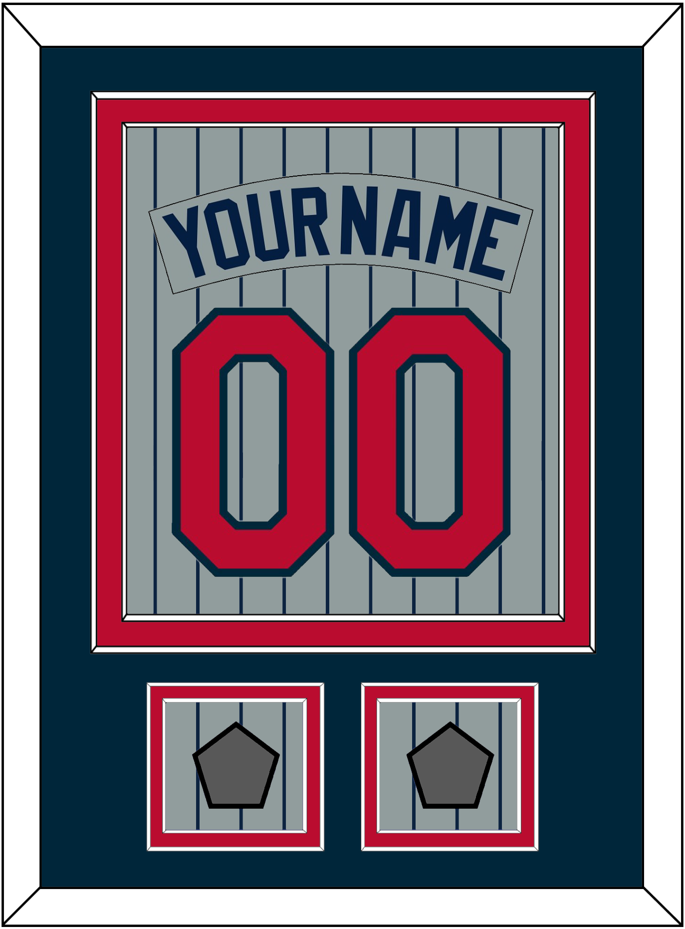Minnesota Nameplate, Number & 2 World Series Patches - Road Gray Pinstripes (1987-2009) - Signature Tier 2