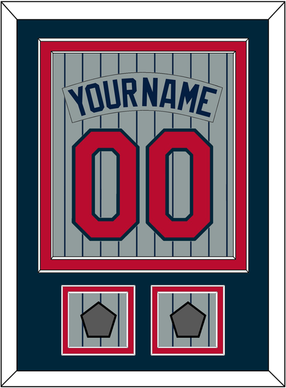 Minnesota Nameplate, Number & 2 World Series Patches - Road Gray Pinstripes (1987-2009) - Signature Tier 2