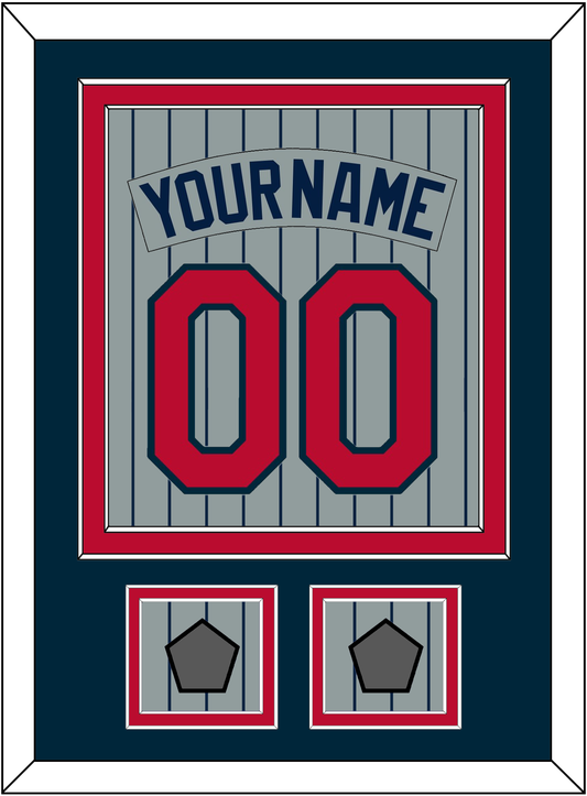 Minnesota Nameplate, Number & 2 World Series Patches - Road Gray Pinstripes (1987-2009) - Signature Tier 2