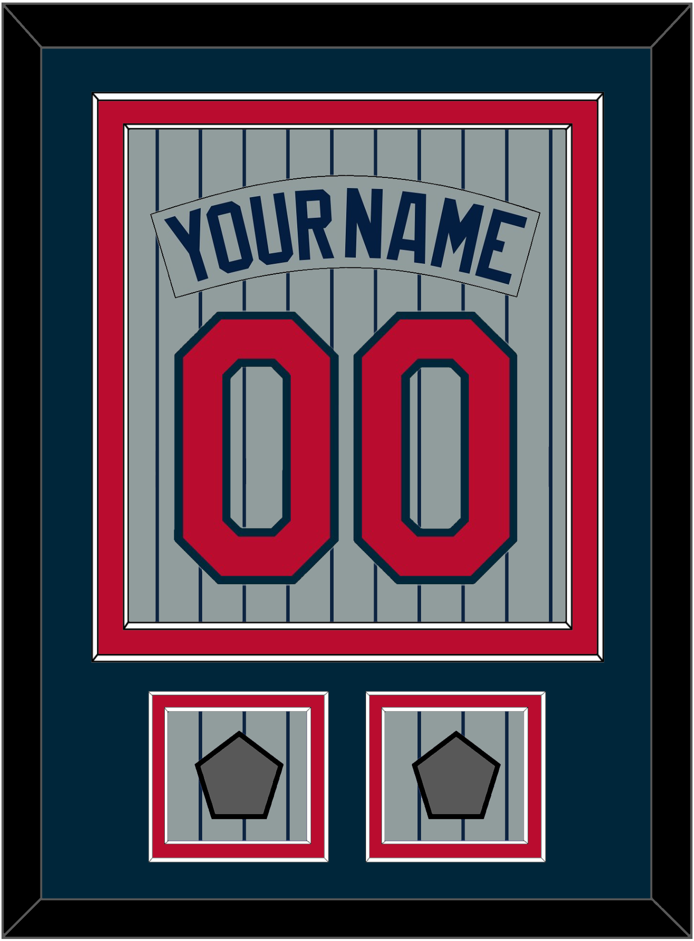 Minnesota Nameplate, Number & 2 World Series Patches - Road Gray Pinstripes (1987-2009) - Signature Tier 2