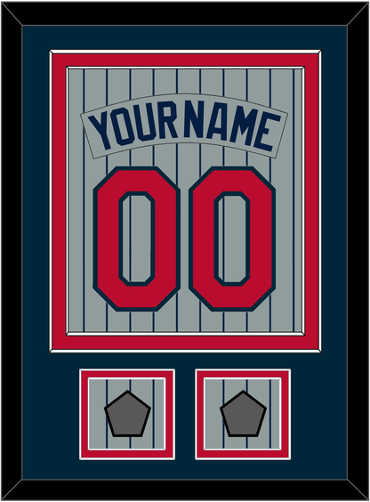 Minnesota Nameplate, Number & 2 World Series Patches - Road Gray Pinstripes (1987-2009) - Signature Tier 2