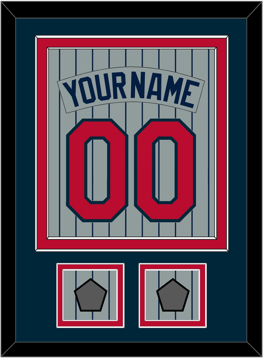 Minnesota Nameplate, Number & 2 World Series Patches - Road Gray Pinstripes (1987-2009) - Signature Tier 2