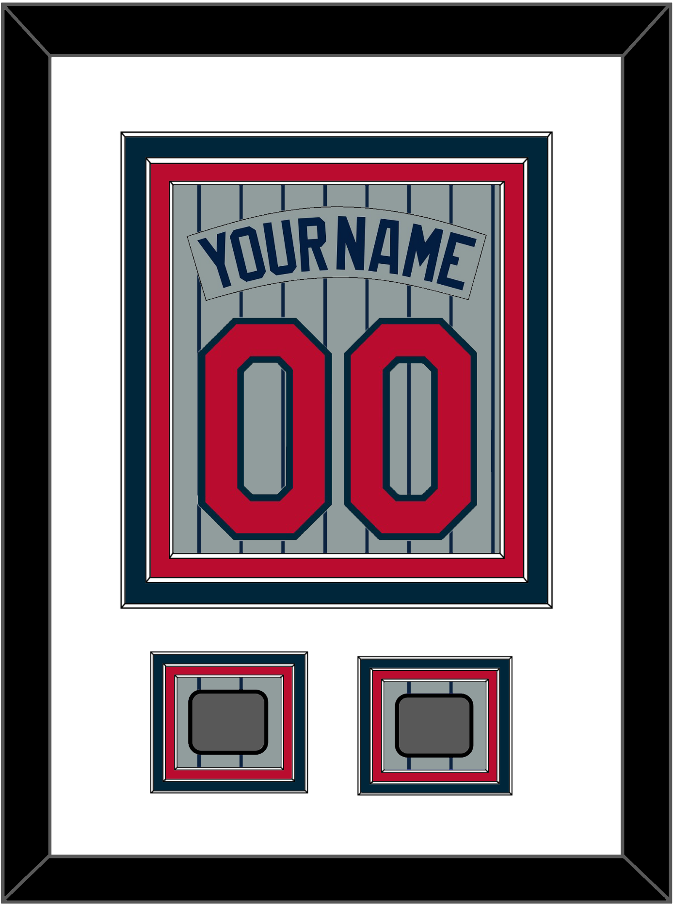 Minnesota Nameplate, Number & 2 World Series Patches - Road Gray Pinstripes (1987-2009) - Premier Tier 1