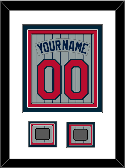 Minnesota Nameplate, Number & 2 World Series Patches - Road Gray Pinstripes (1987-2009) - Premier Tier 1