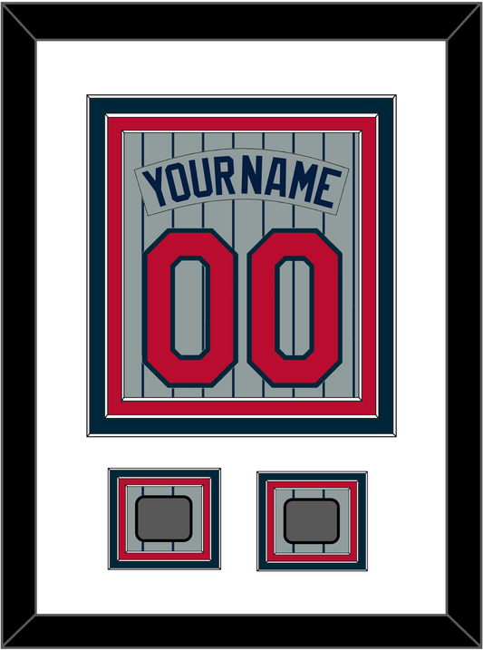 Minnesota Nameplate, Number & 2 World Series Patches - Road Gray Pinstripes (1987-2009) - Premier Tier 1