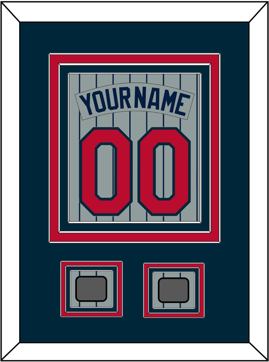 Minnesota Nameplate, Number & 2 World Series Patches - Road Gray Pinstripes (1987-2009) - Premier Tier 2