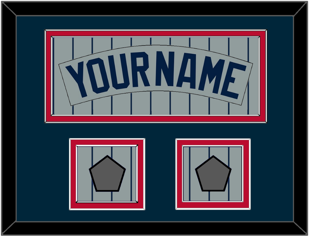 Minnesota Nameplate & 2 World Series Patches - Road Gray Pinstripes (1987-2009) - Signature Tier 3
