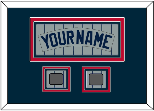 Minnesota Nameplate & 2 World Series Patches - Road Gray Pinstripes (1987-2009) - Premier Tier 2