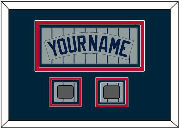 Minnesota Nameplate & 2 World Series Patches - Road Gray Pinstripes (1987-2009) - Triple Mat 2