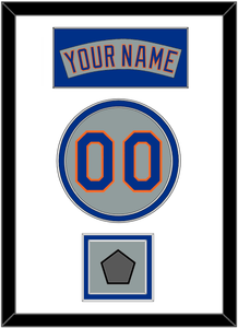 New York Nameplate, Number & World Series Patch - Road Gray (1982-1986) - Double Mat 1