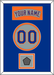 New York Nameplate, Number & World Series Patch - Road Gray (1982-1986) - Double Mat 3