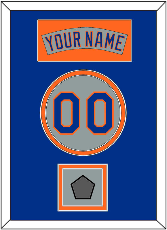 New York Nameplate, Number & World Series Patch - Road Gray (1982-1986) - Double Mat 3