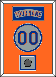 New York Nameplate, Number & World Series Patch - Road Gray (1982-1986) - Double Mat 4