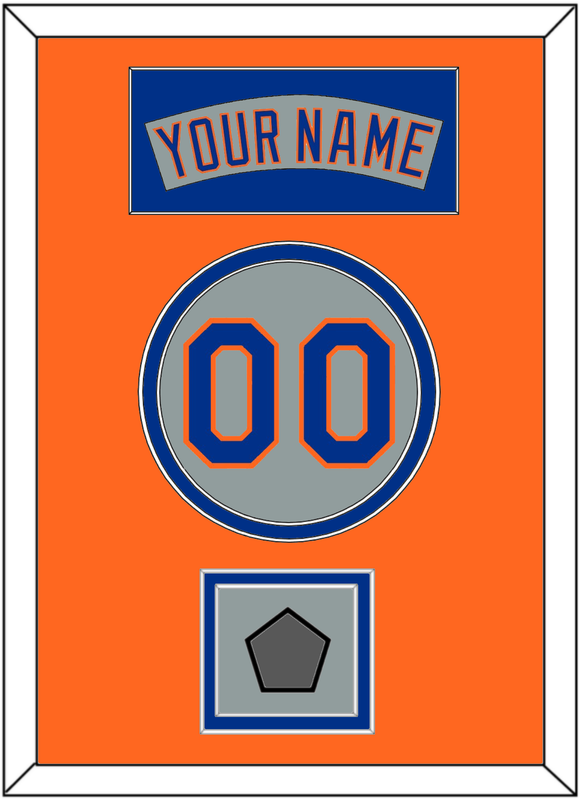 New York Nameplate, Number & World Series Patch - Road Gray (1982-1986) - Double Mat 4