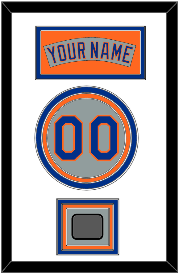 New York Nameplate, Number & World Series Patch - Road Gray (1982-1986) - Triple Mat 2