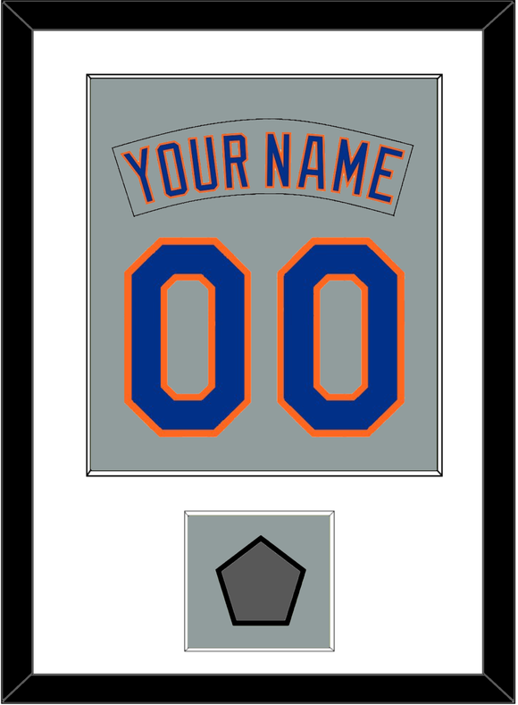 New York Nameplate & Number Combined With World Series Patch - Road Gray (1982-1986) - Single Mat 1