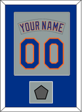 New York Nameplate & Number Combined With World Series Patch - Road Gray (1982-1986) - Single Mat 2