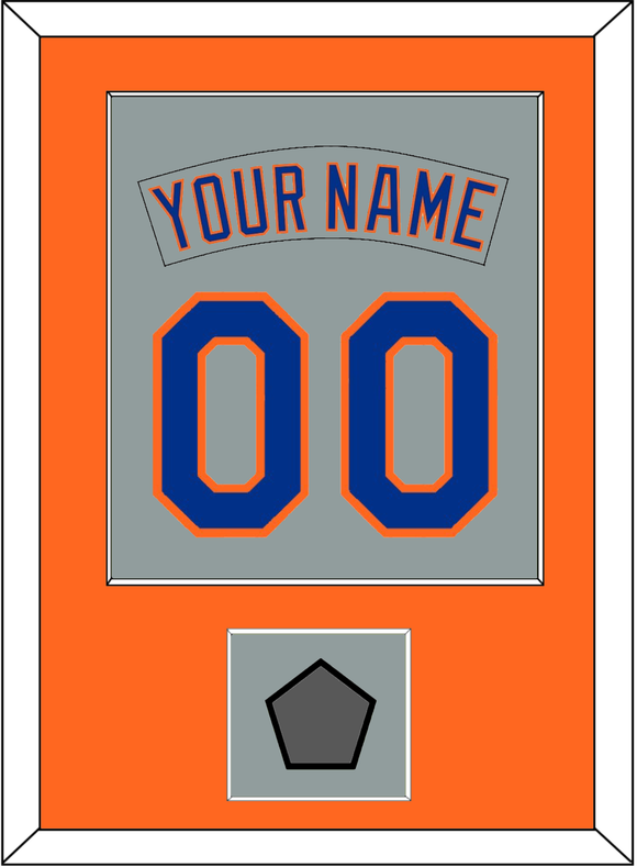 New York Nameplate & Number Combined With World Series Patch - Road Gray (1982-1986) - Single Mat 3