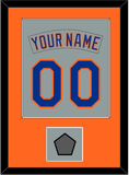 New York Nameplate & Number Combined With World Series Patch - Road Gray (1982-1986) - Single Mat 3