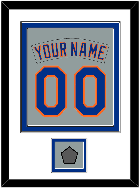 New York Nameplate & Number Combined With World Series Patch - Road Gray (1982-1986) - Double Mat 1