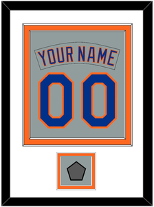 New York Nameplate & Number Combined With World Series Patch - Road Gray (1982-1986) - Double Mat 2