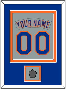 New York Nameplate & Number Combined With World Series Patch - Road Gray (1982-1986) - Double Mat 3