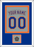 New York Nameplate & Number Combined With World Series Patch - Road Gray (1982-1986) - Double Mat 3