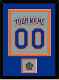 New York Nameplate & Number Combined With World Series Patch - Road Gray (1982-1986) - Double Mat 3