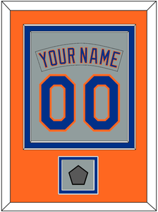 New York Nameplate & Number Combined With World Series Patch - Road Gray (1982-1986) - Double Mat 4