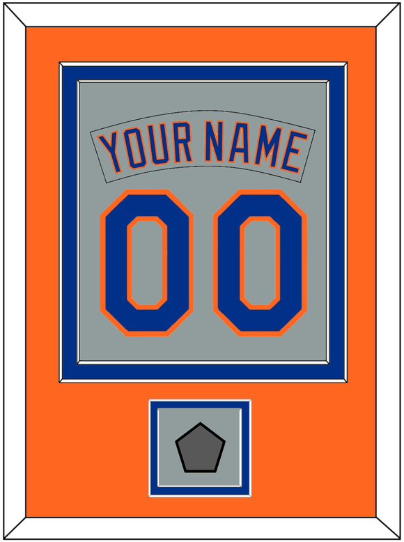 New York Nameplate & Number Combined With World Series Patch - Road Gray (1982-1986) - Double Mat 4