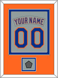 New York Nameplate & Number Combined With World Series Patch - Road Gray (1982-1986) - Double Mat 4