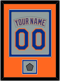 New York Nameplate & Number Combined With World Series Patch - Road Gray (1982-1986) - Double Mat 4