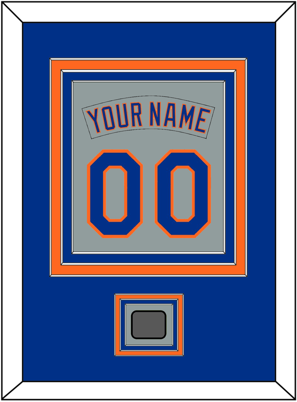 New York Nameplate & Number Combined With World Series Patch - Road Gray (1982-1986) - Double Mat 2