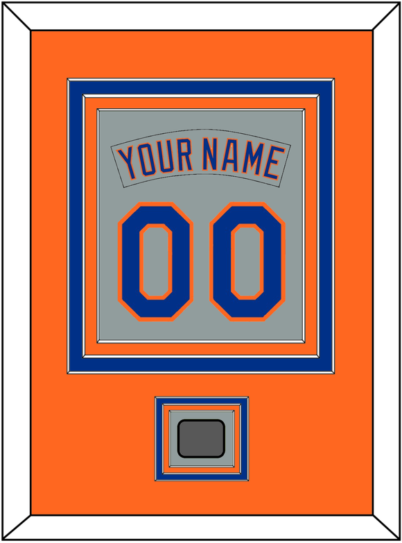 New York Nameplate & Number Combined With World Series Patch - Road Gray (1982-1986) - Double Mat 3