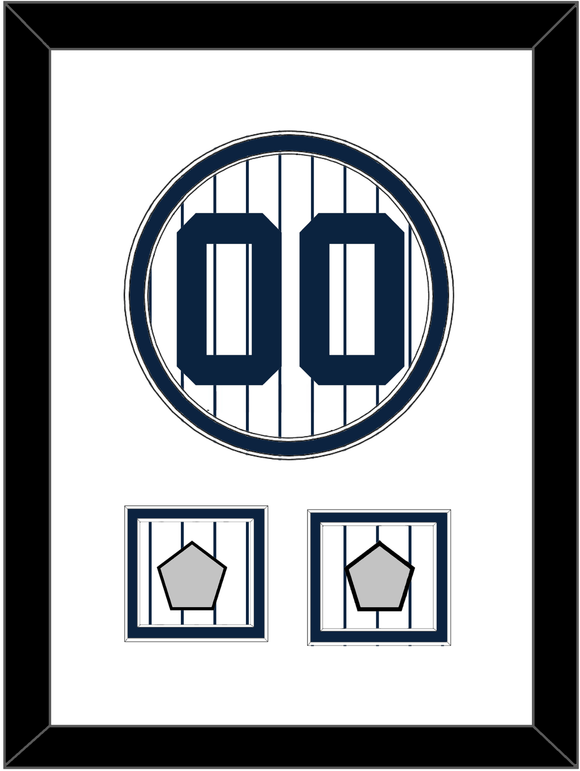 New York Number & 2 World Series Jersey Patches - Pinstripes - Double Mat 1