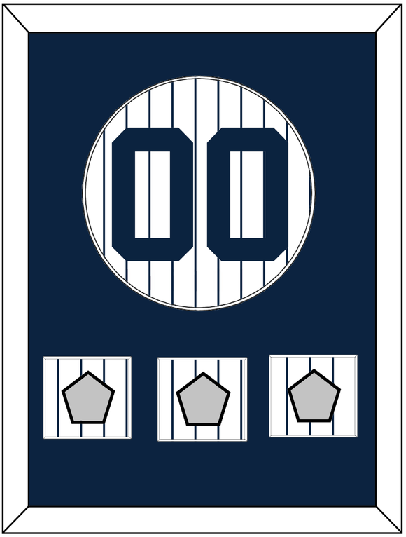 New York Number & 3 World Series Jersey Patches - Pinstripes - Single Mat 1