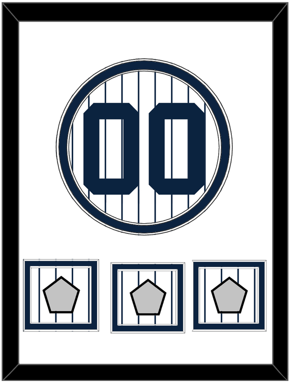 New York Number & 3 World Series Jersey Patches - Pinstripes - Double Mat 1