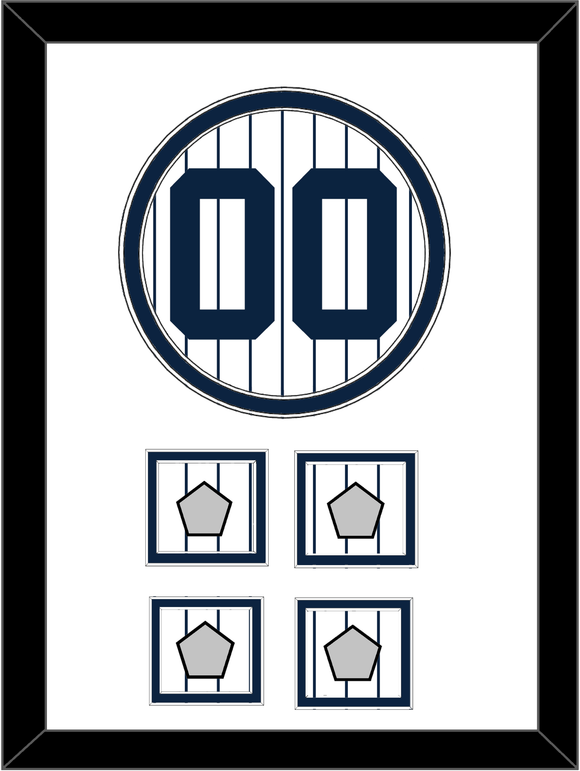 New York Number & 4 World Series Jersey Patches - Pinstripes - Double Mat 1