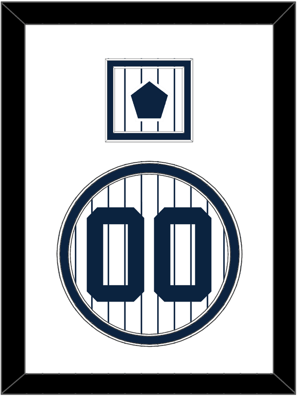 New York Number & “NY” Logo Jersey Patch - Pinstripes - Double Mat 1