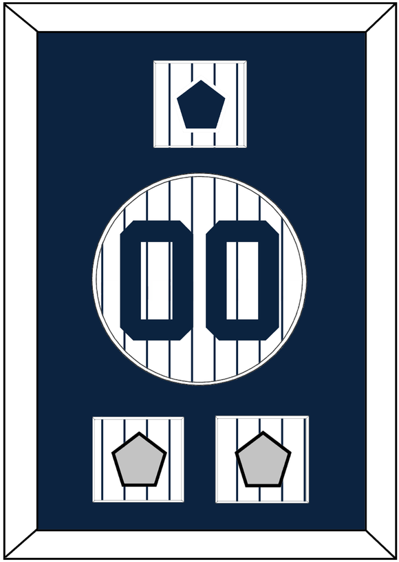 New York Number, “NY” Logo Patch & 2 World Series Jersey Patches - Pinstripes - Single Mat 1