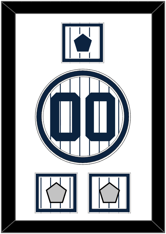 New York Number, “NY” Logo Patch & 2 World Series Jersey Patches - Pinstripes - Double Mat 1