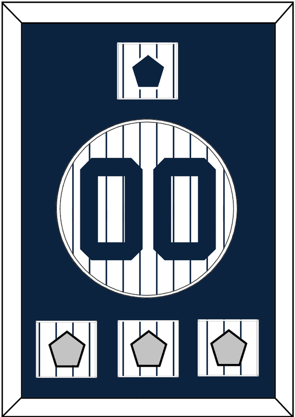 New York Number, “NY” Logo Patch & 3 World Series Jersey Patches - Pinstripes - Single Mat 1