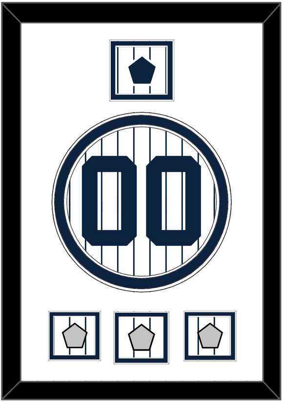 New York Number, “NY” Logo Patch & 3 World Series Jersey Patches - Pinstripes - Double Mat 1