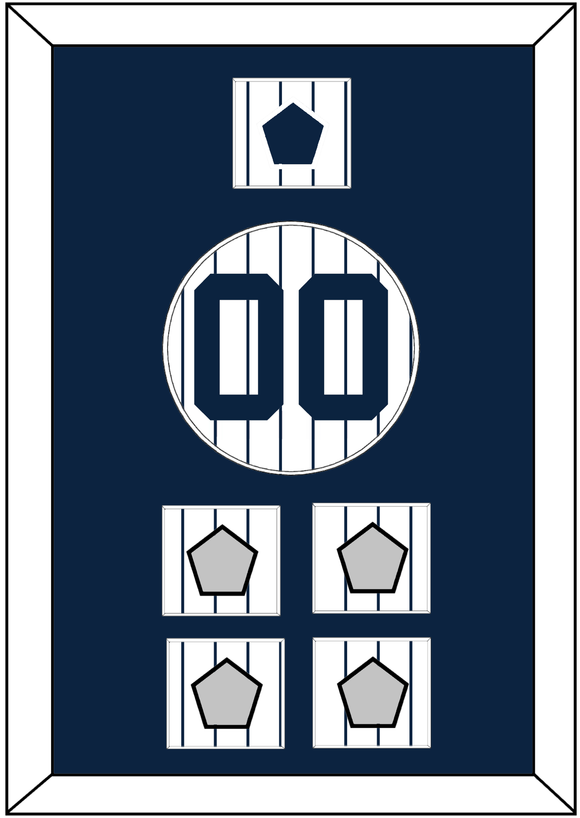 New York Number, “NY” Logo Patch & 4 World Series Jersey Patches - Pinstripes - Single Mat 1