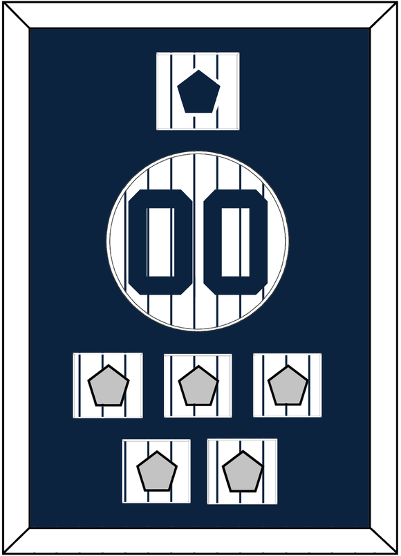 New York Number, “NY” Logo Patch & 5 World Series Jersey Patches - Pinstripes - Single Mat 1