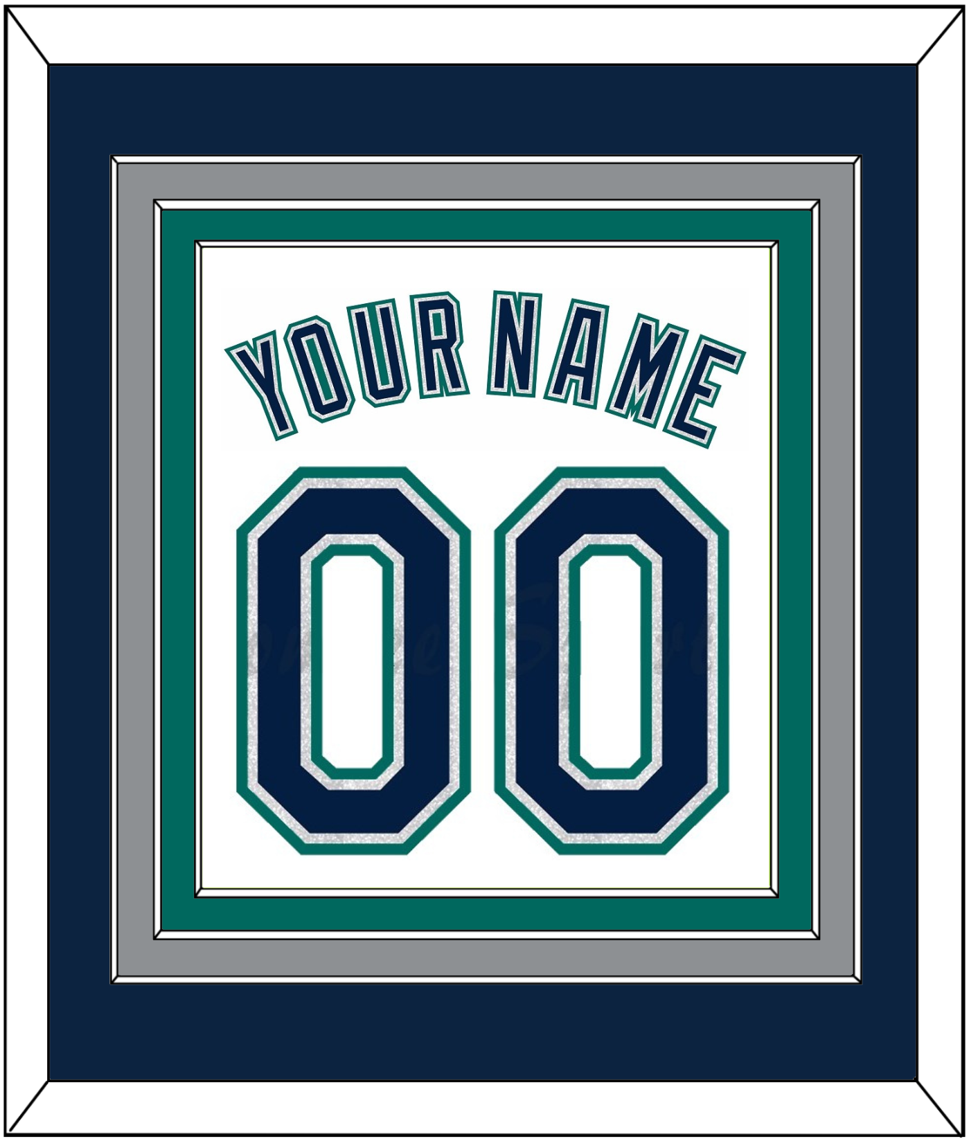 Seattle Name & Number - Home White - Premier Tier 2