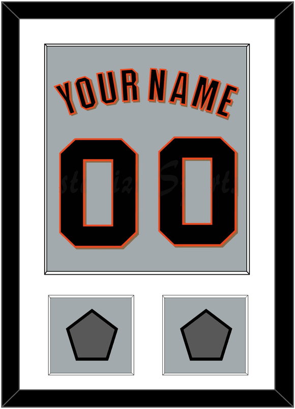 San Francisco Name, Number & 2 World Series Champions Patches - Road Gray (2010-2021) - Single Mat 1