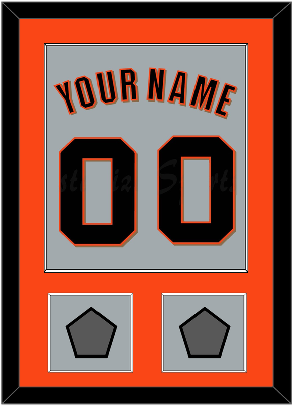 San Francisco Name, Number & 2 World Series Jersey Patches - Road Gray (2010-2021) - Single Mat 2